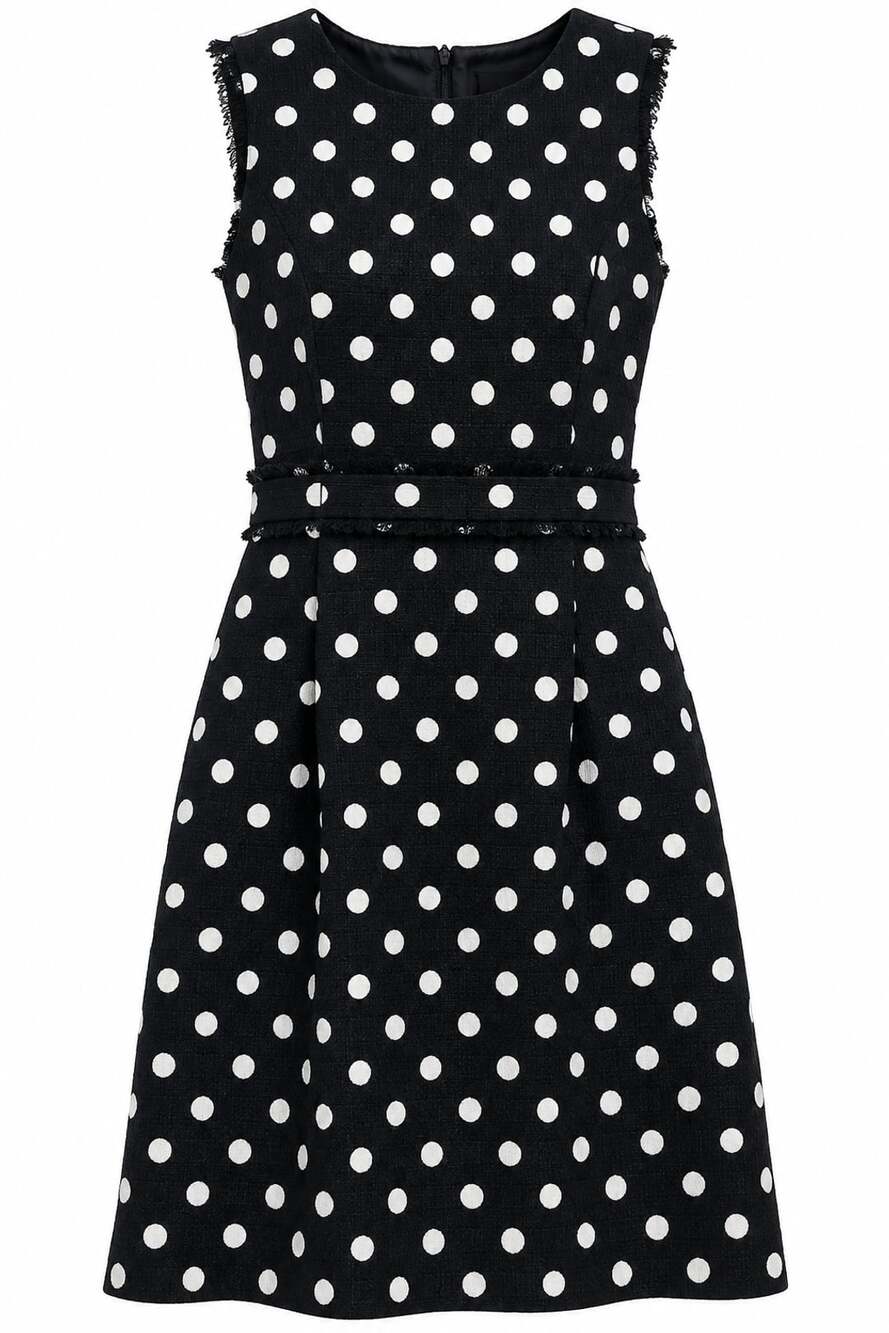 J.Crew 365 Polka Dot Dress Size 4 Navy & White Tweed